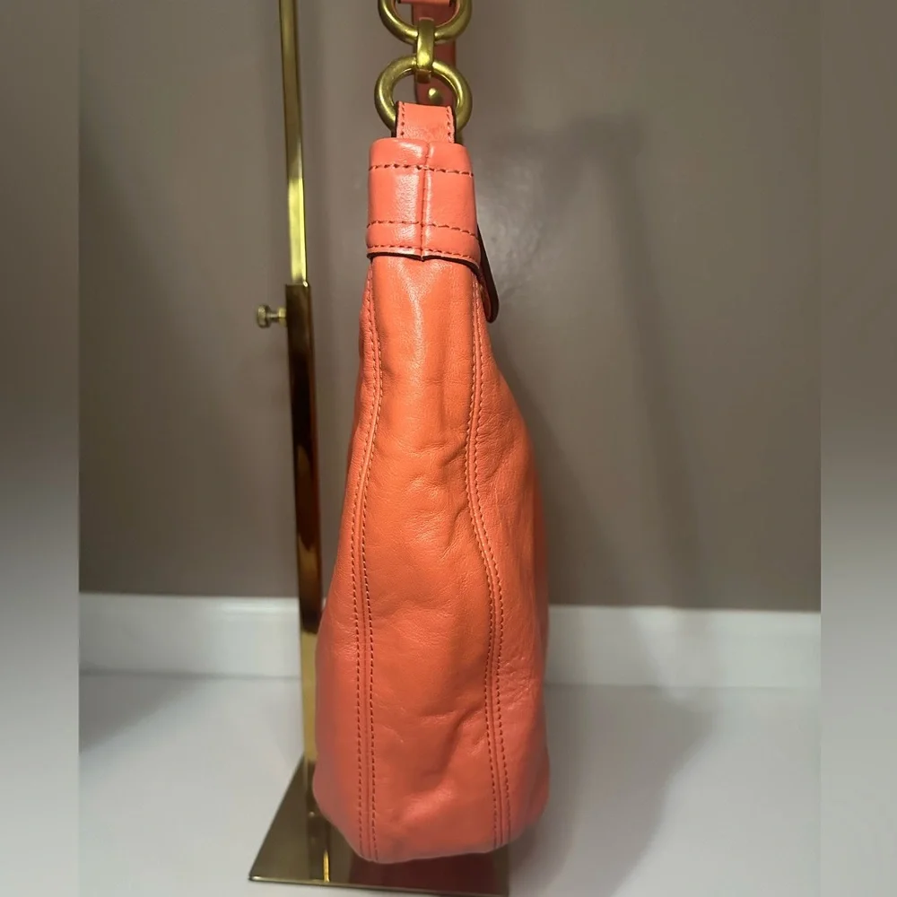 Coach Ashley Coral Leather Pleated  Convertible Hobo Bag - EUC